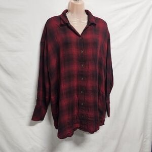 J. Jill Casual Everyday Top tunic Shirt Women Size L Plaid Two Ply